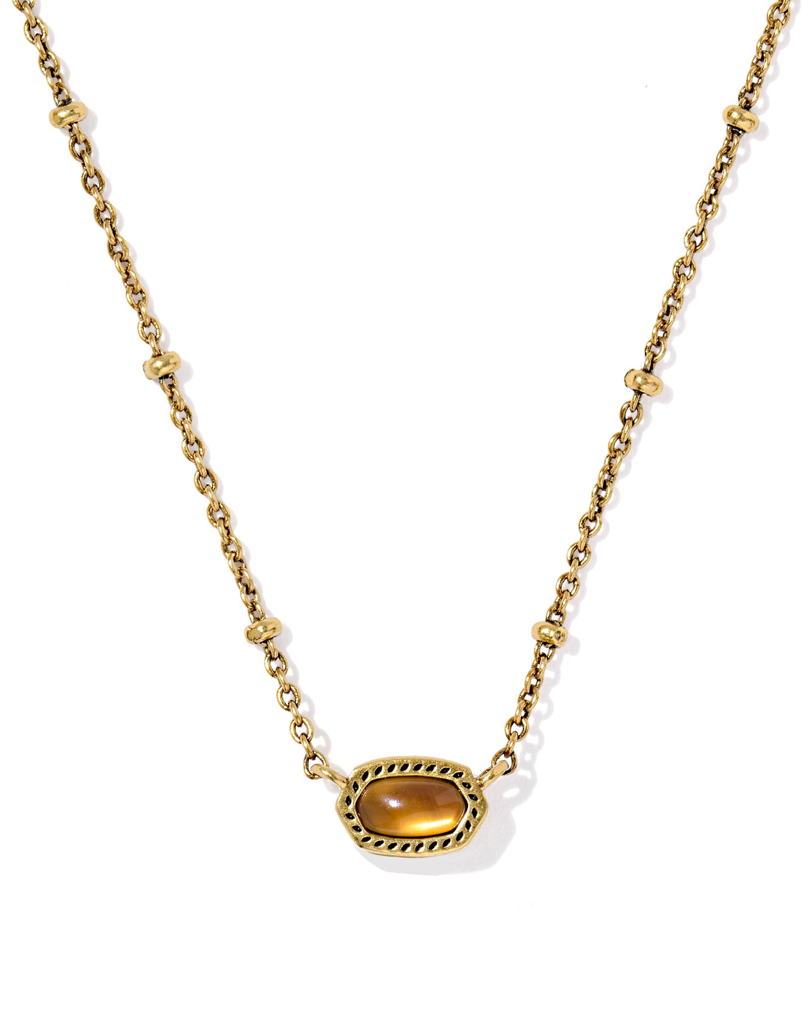 Mini Elisa Satellite Short Pendant Necklace: Vintage Gold Marbled Amber Illusion
