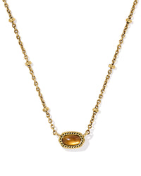 Mini Elisa Satellite Short Pendant Necklace: Vintage Gold Marbled Amber Illusion