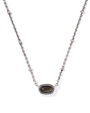 Mini Elisa Satellite Short Pendant Necklace: Vintage Silver Golden Obsidian