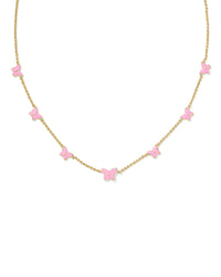 Lillia Butterfly Silver Enamel Strand Necklace Gold Pinkl Enamel