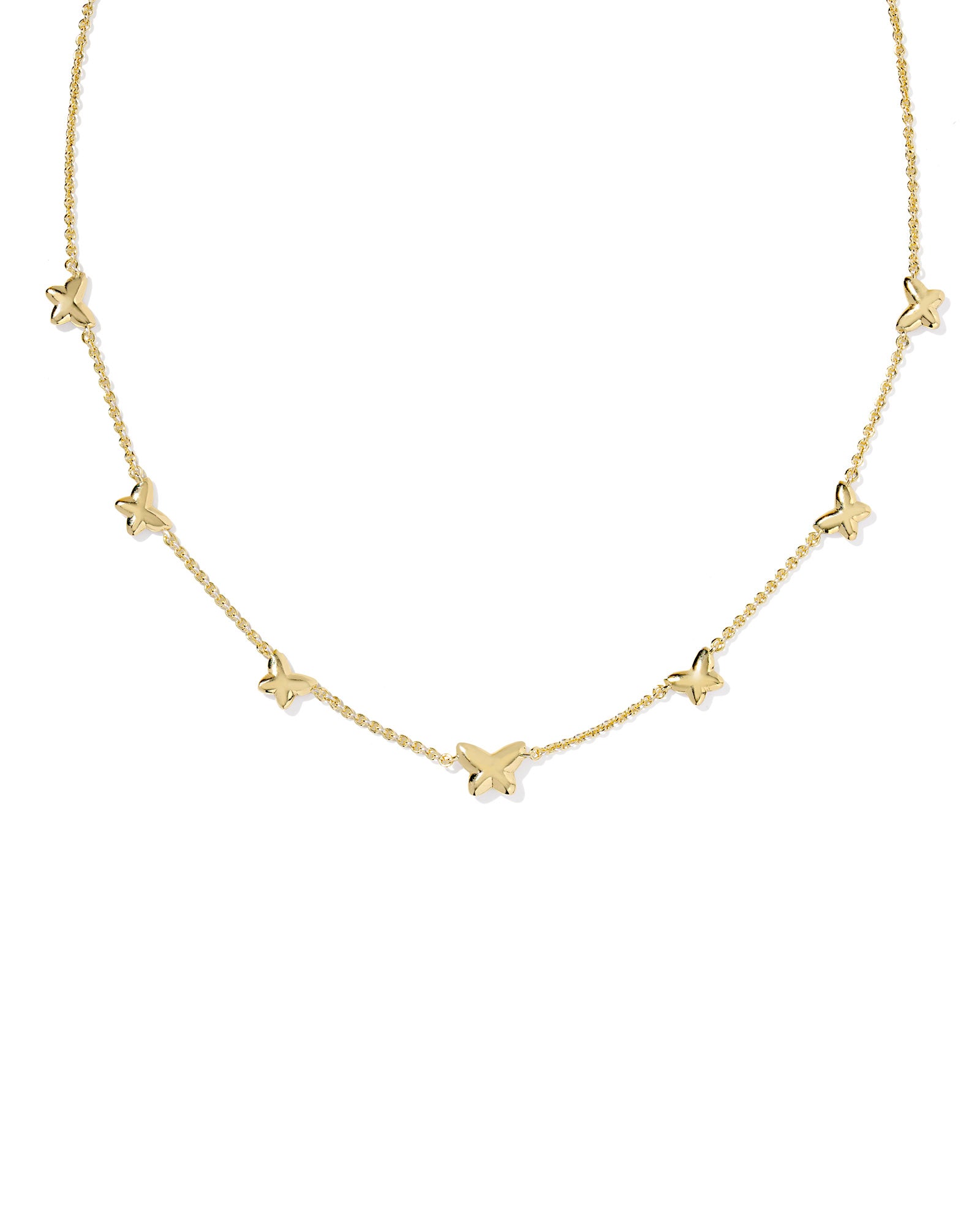 Lillia Butterfly Silver Enamel Strand Necklace Gold Pinkl Enamel