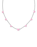Lillia Butterfly Silver Enamel Strand Necklace Rhodium Pink Enamel