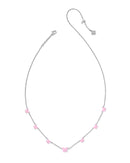 Lillia Butterfly Silver Enamel Strand Necklace Rhodium Pink Enamel