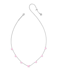 Lillia Butterfly Silver Enamel Strand Necklace Rhodium Pink Enamel