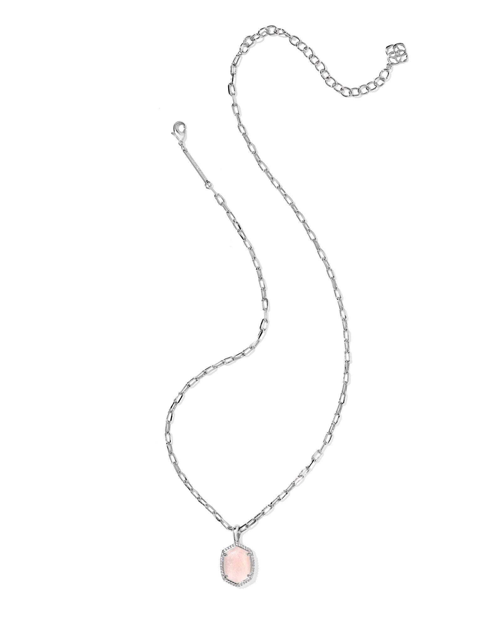 Daphne Silver Pave Frame Short Pendant Necklace