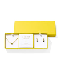 Cailin Birthstone Gift Set August Gold Light Green Crystal