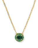 Bella Gold Short Pendant Necklace Dark Green Crystal