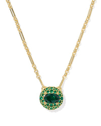 Bella Gold Short Pendant Necklace Dark Green Crystal