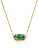 Elisa Gold Short Pendant Necklace BRONZE VEINED GREEN MALACHITE