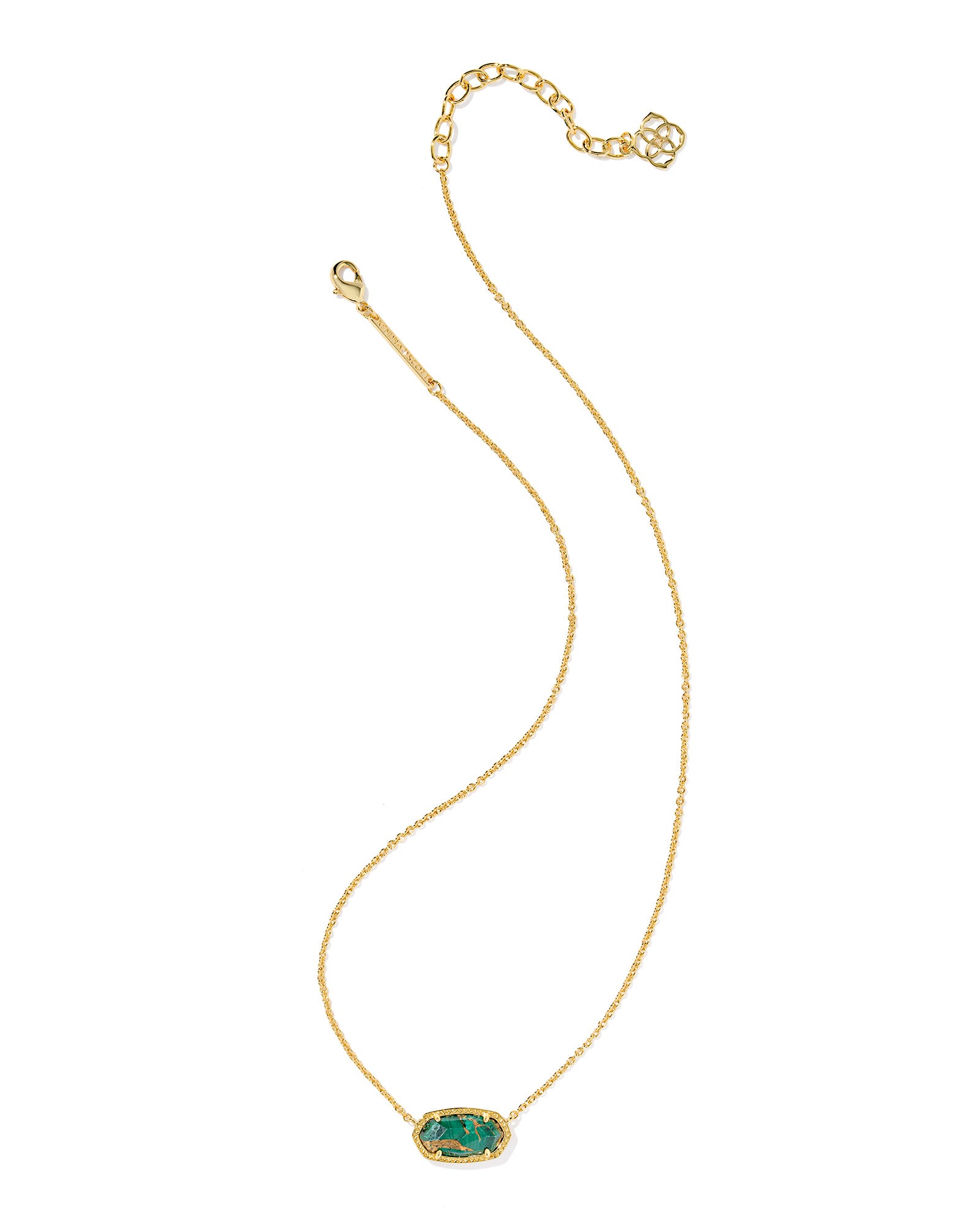 Elisa Gold Short Pendant Necklace BRONZE VEINED GREEN MALACHITE