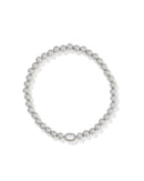Mini Elaina Silver Stretch Bracelet in Ivory Mother of Pearl