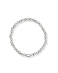 Mini Elaina Silver Stretch Bracelet in Ivory Mother of Pearl