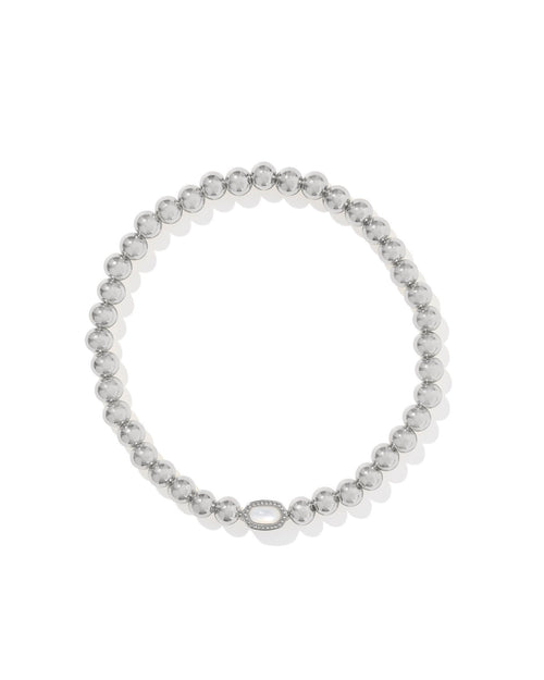Mini Elaina Silver Stretch Bracelet in Ivory Mother of Pearl