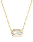 Elisa Bezel Gold Short Pendant Necklace Ivory Mother of Pearl