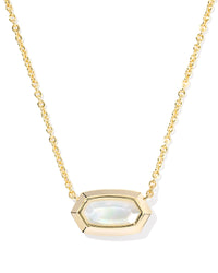Elisa Bezel Gold Short Pendant Necklace Ivory Mother of Pearl