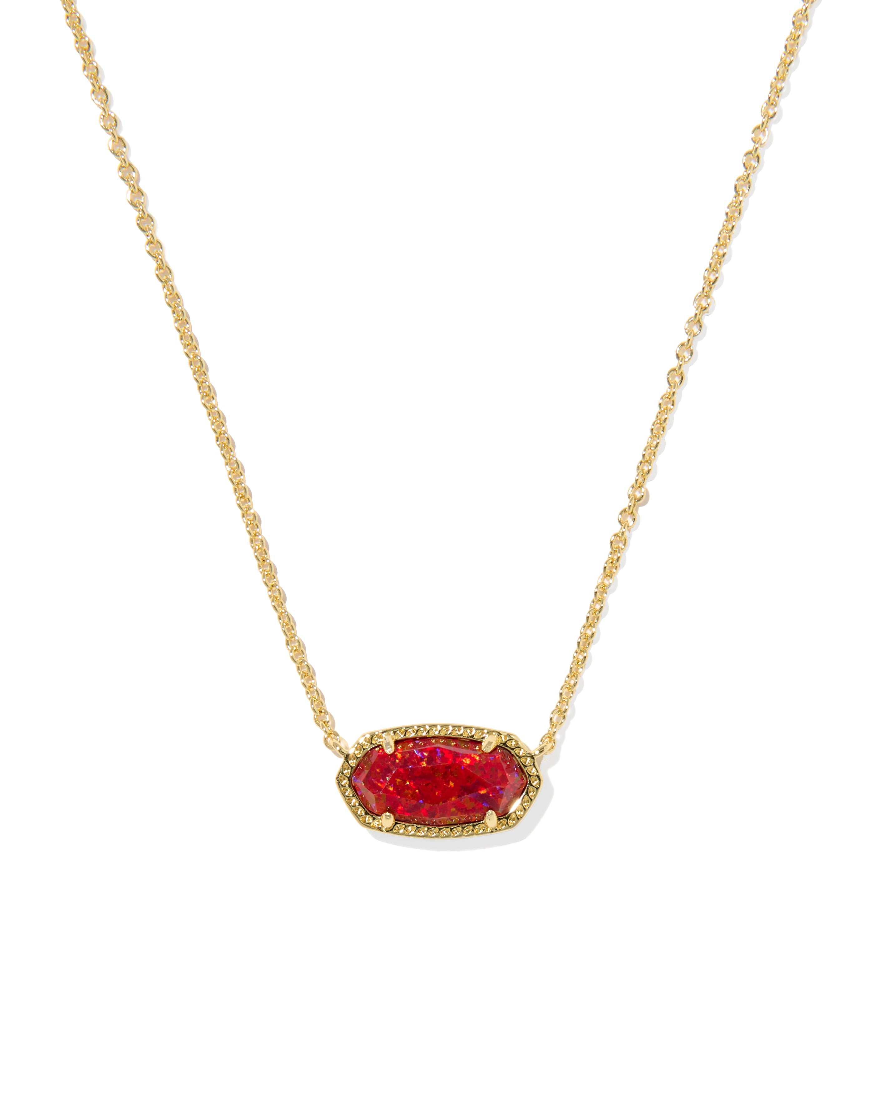 Elisa Gold Necklace Red Kyocera Opal