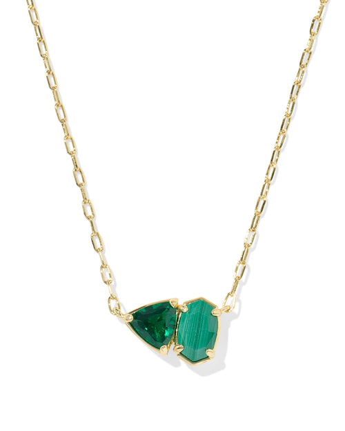 Tatum Gold Green Mix Short Pendant Necklace