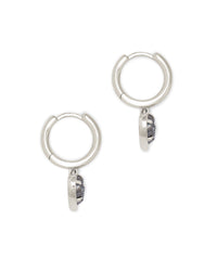 Ari Heart Huggie Earrings in Rhodium Platinum Drusy