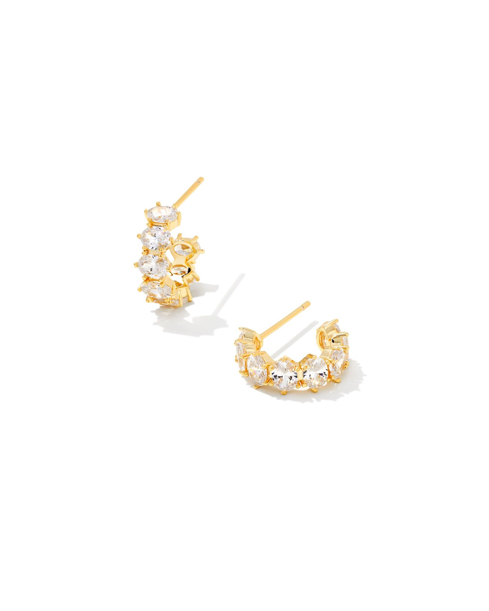 Cailin Crystal Huggie Earrings in Gold