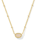 Mini Elisa Satellite Short Pendant Necklace in Gold Iridescent Drusy