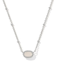 Mini Elisa Satellite Short Pendant Necklace in Silver Iridescent Drusy