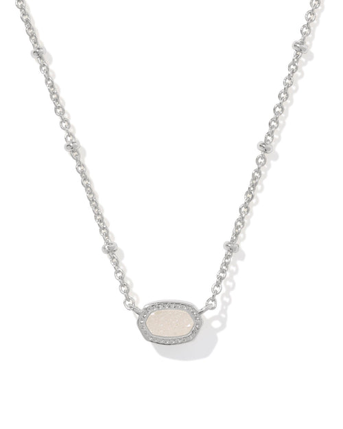 Mini Elisa Satellite Short Pendant Necklace in Silver Iridescent Drusy