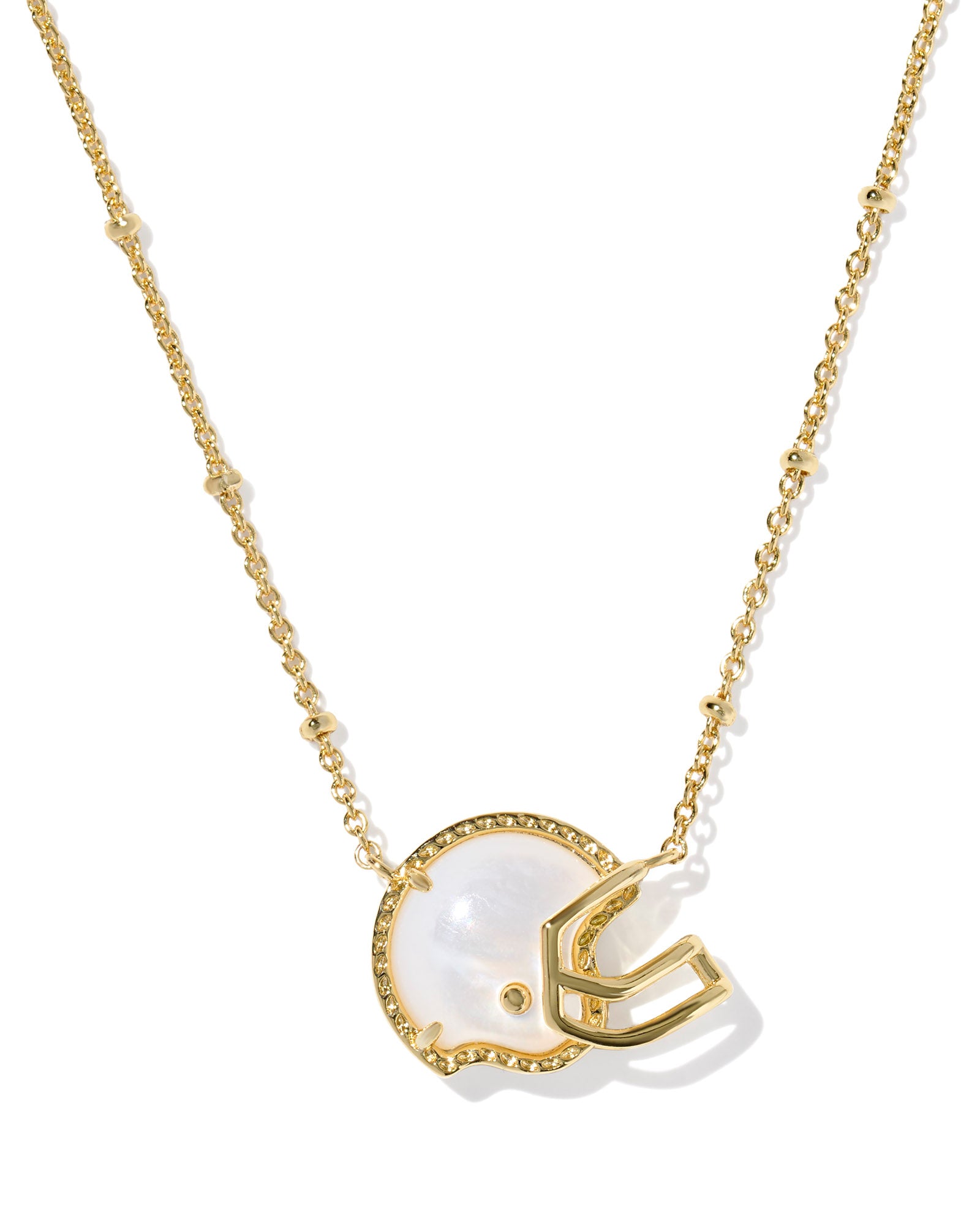 Football Helmet Short Pendant Necklace in Gold