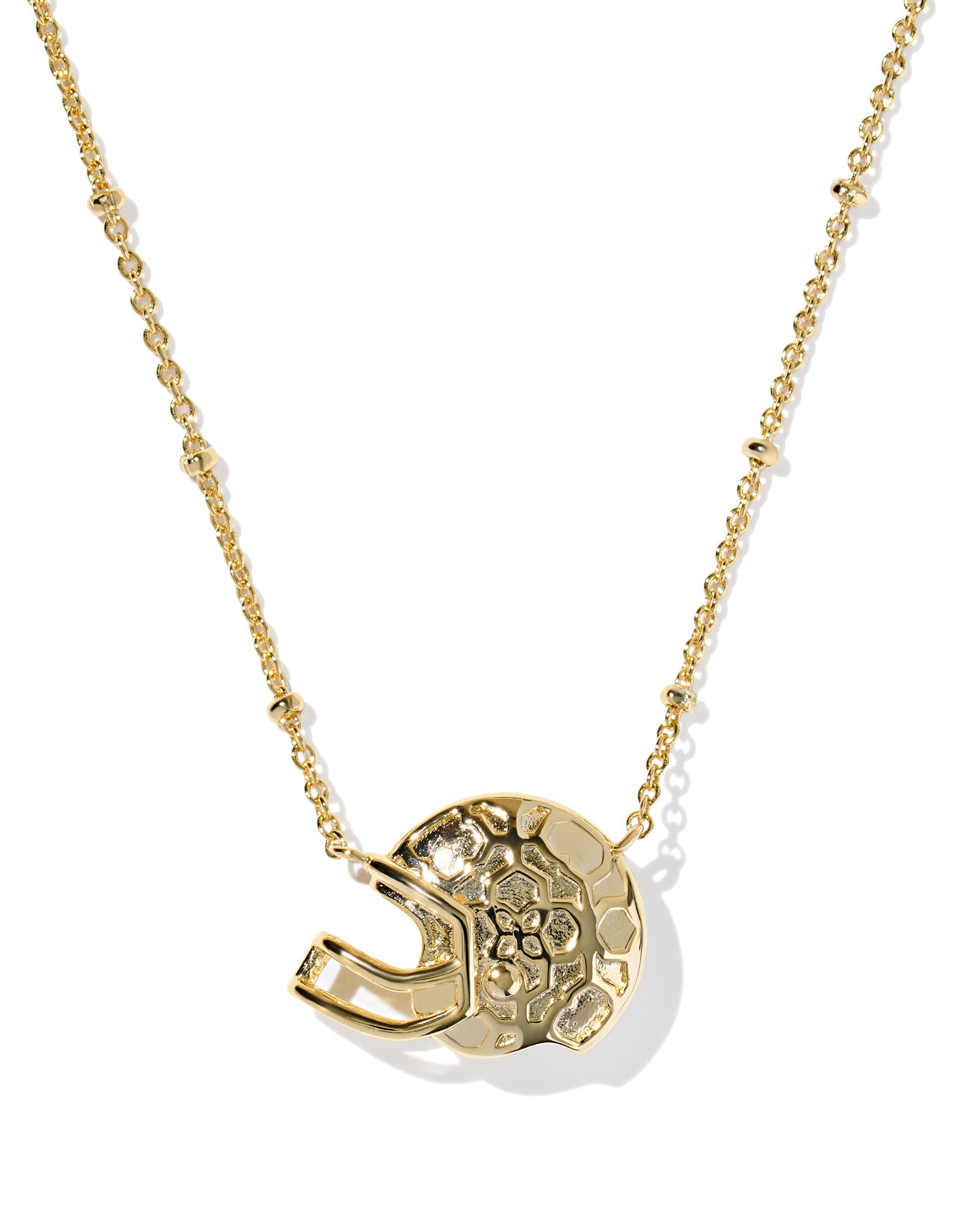 Football Helmet Short Pendant Necklace in Gold