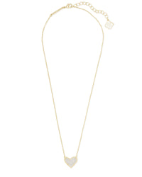 Ari Heart Short Pendant Necklace in Gold Iridescent Drusy