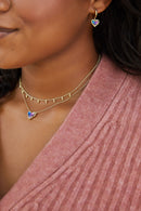 Ari Heart Short Pendant Necklace in Gold Iridescent Drusy