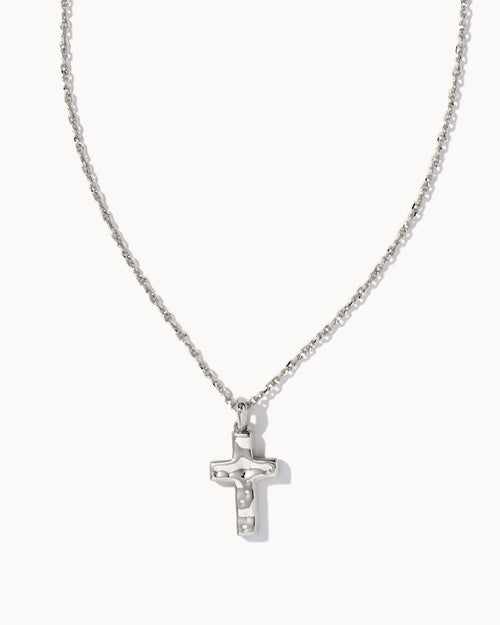 Rhodium Cross Pendant Necklace