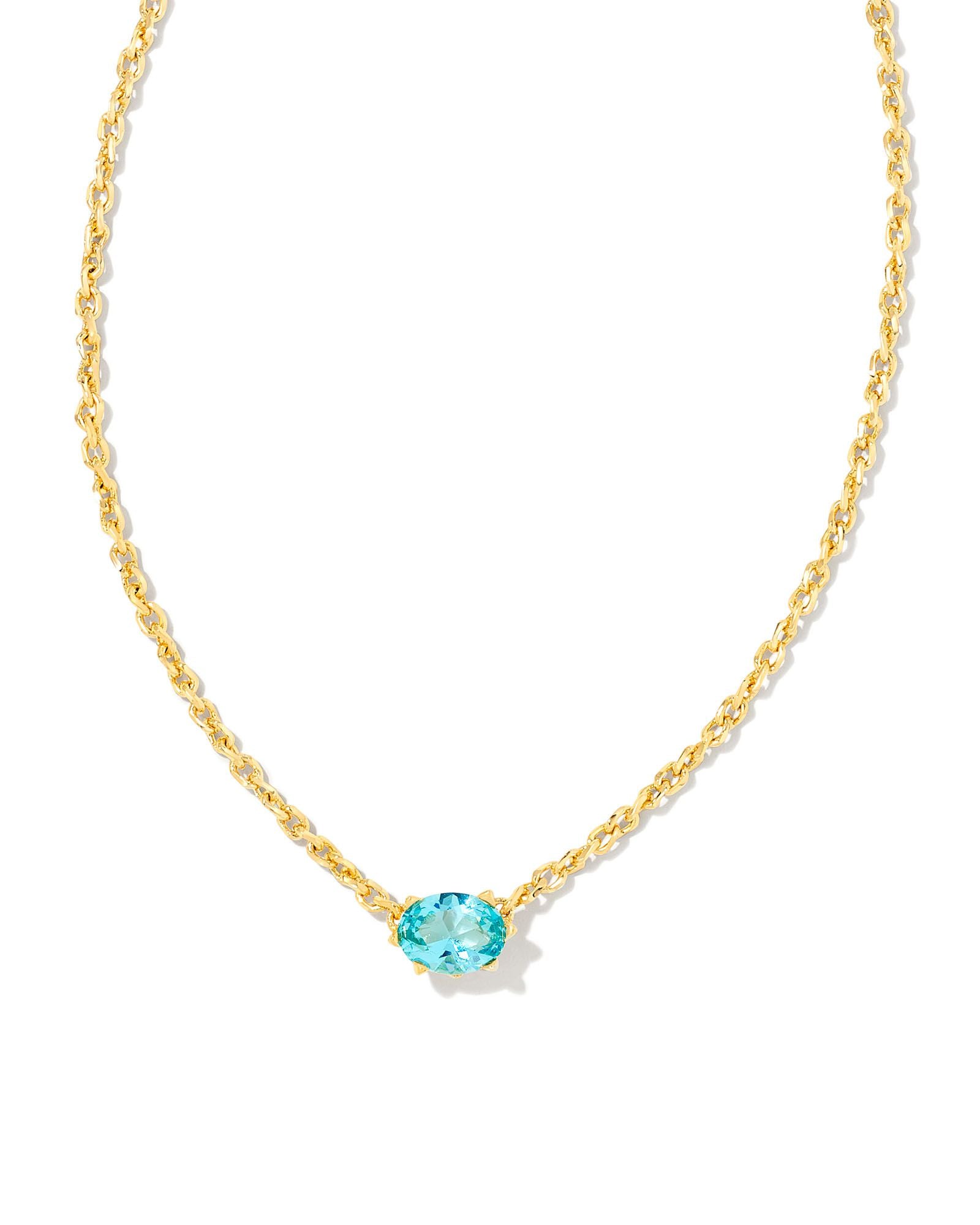 Cailin Crystal Pendant Necklace in Gold & Aqua