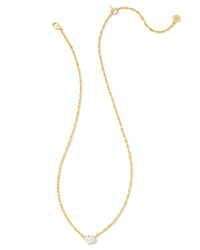 Cailin Crystal Pendant Necklace in Gold & White Crystal