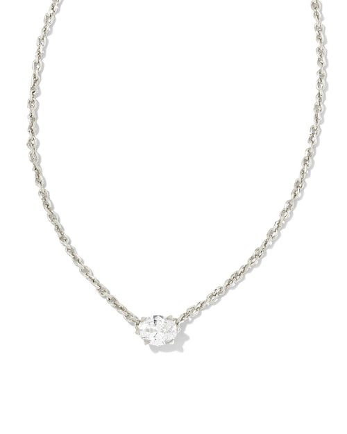Cailin Crystal Pendant Necklace in Silver & White Crystal