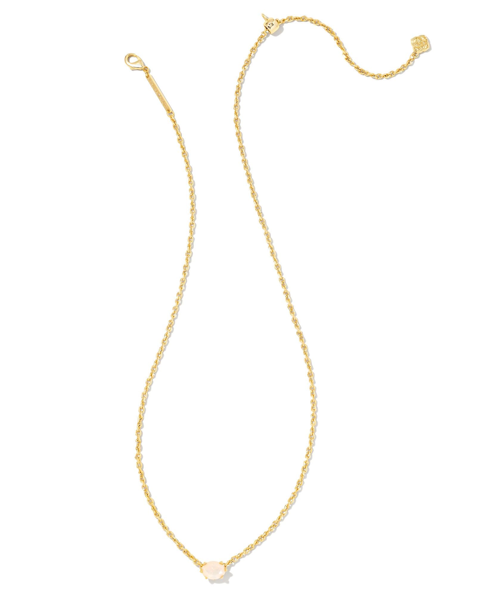 Cailin Crystal Pendant Necklace in Gold & Champagne Opal