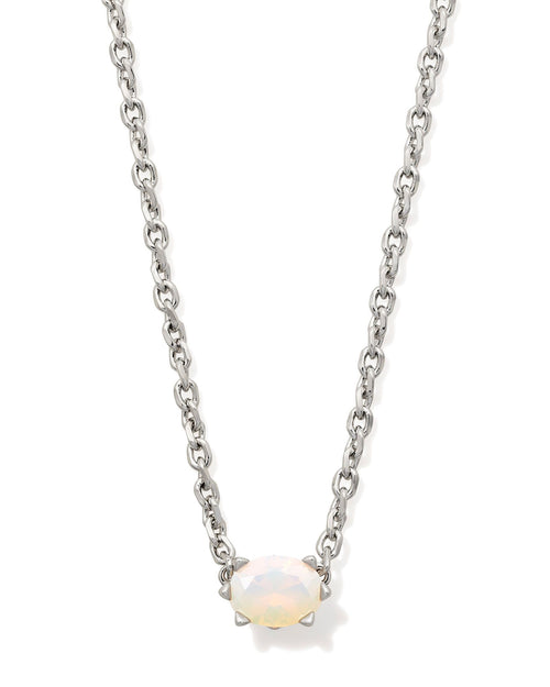 Cailin Crystal Pendant Necklace in Silver & Champagne Opal
