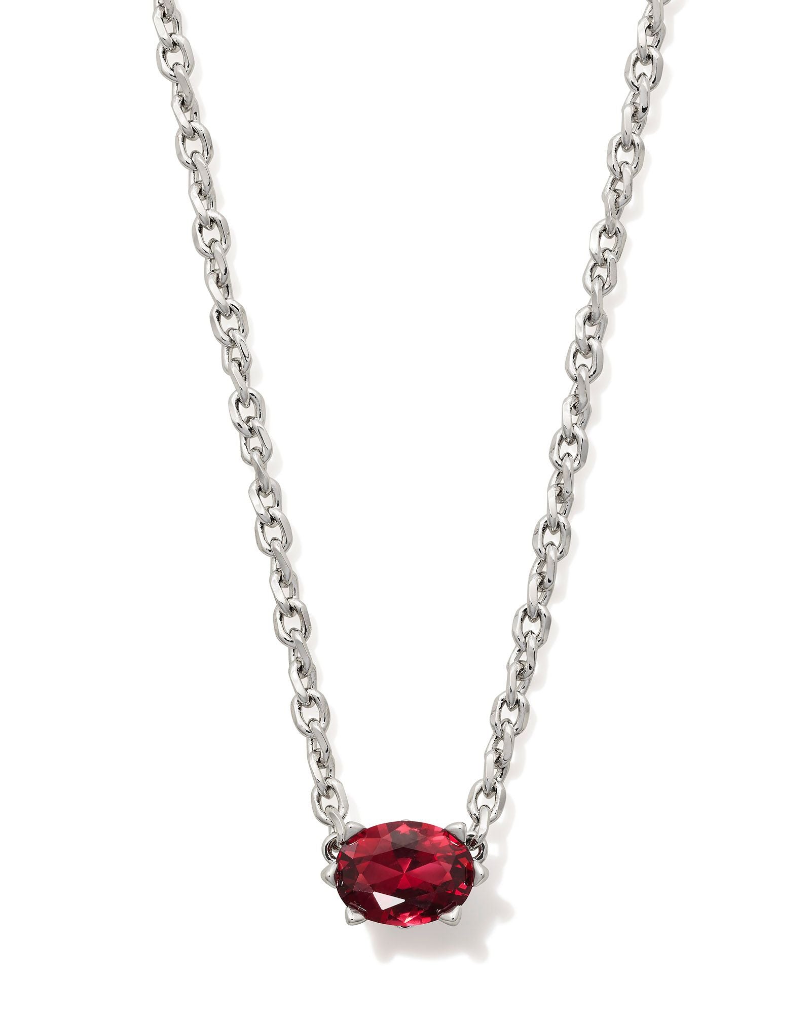 Cailin Crystal Pendant Necklace in Silver & Burgundy