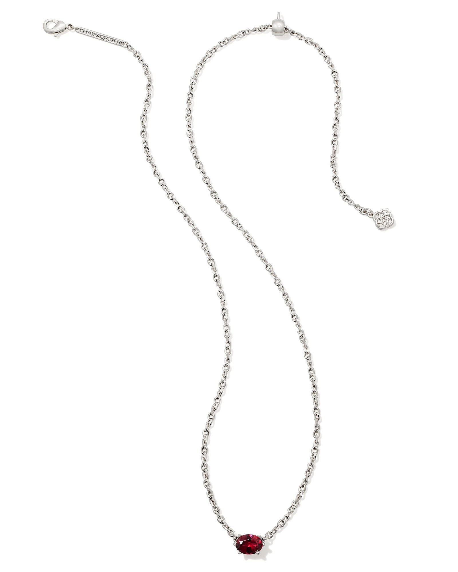 Cailin Crystal Pendant Necklace in Silver & Burgundy