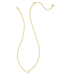 Cailin Crystal Pendant Necklace in Gold & Ivory Mother of Pearl