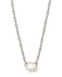 Cailin Crystal Pendant Necklace in Silver & Ivory Mother of Pearl