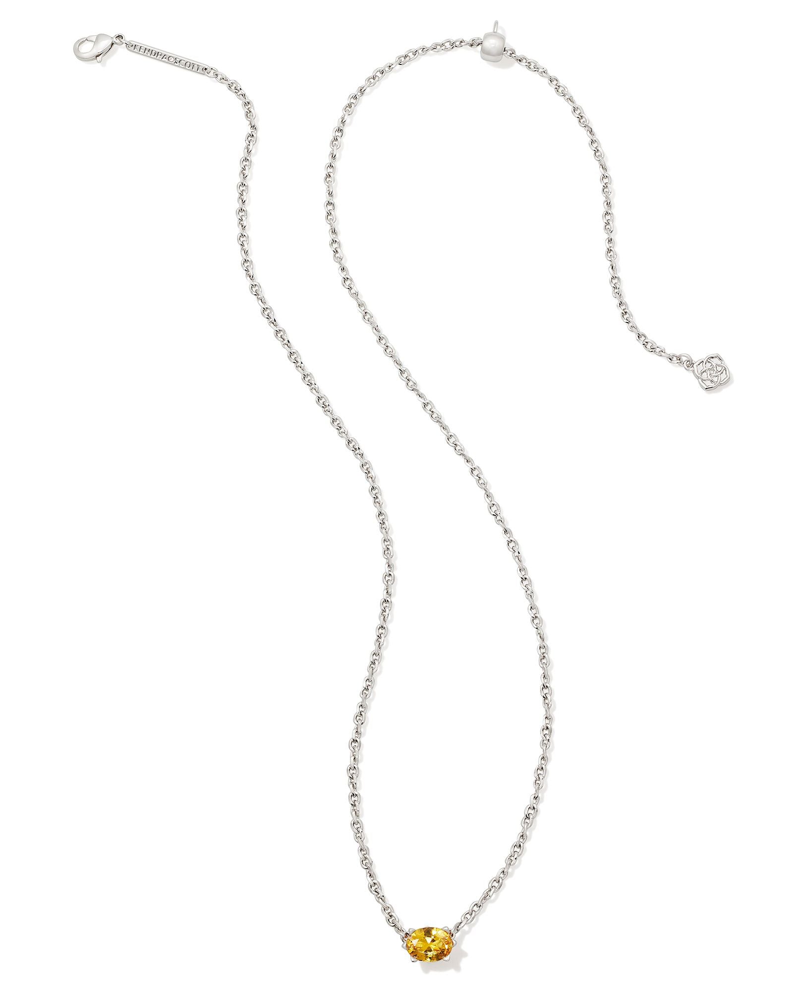 Cailin Crystal Pendant Necklace in Silver & Golden Yellow