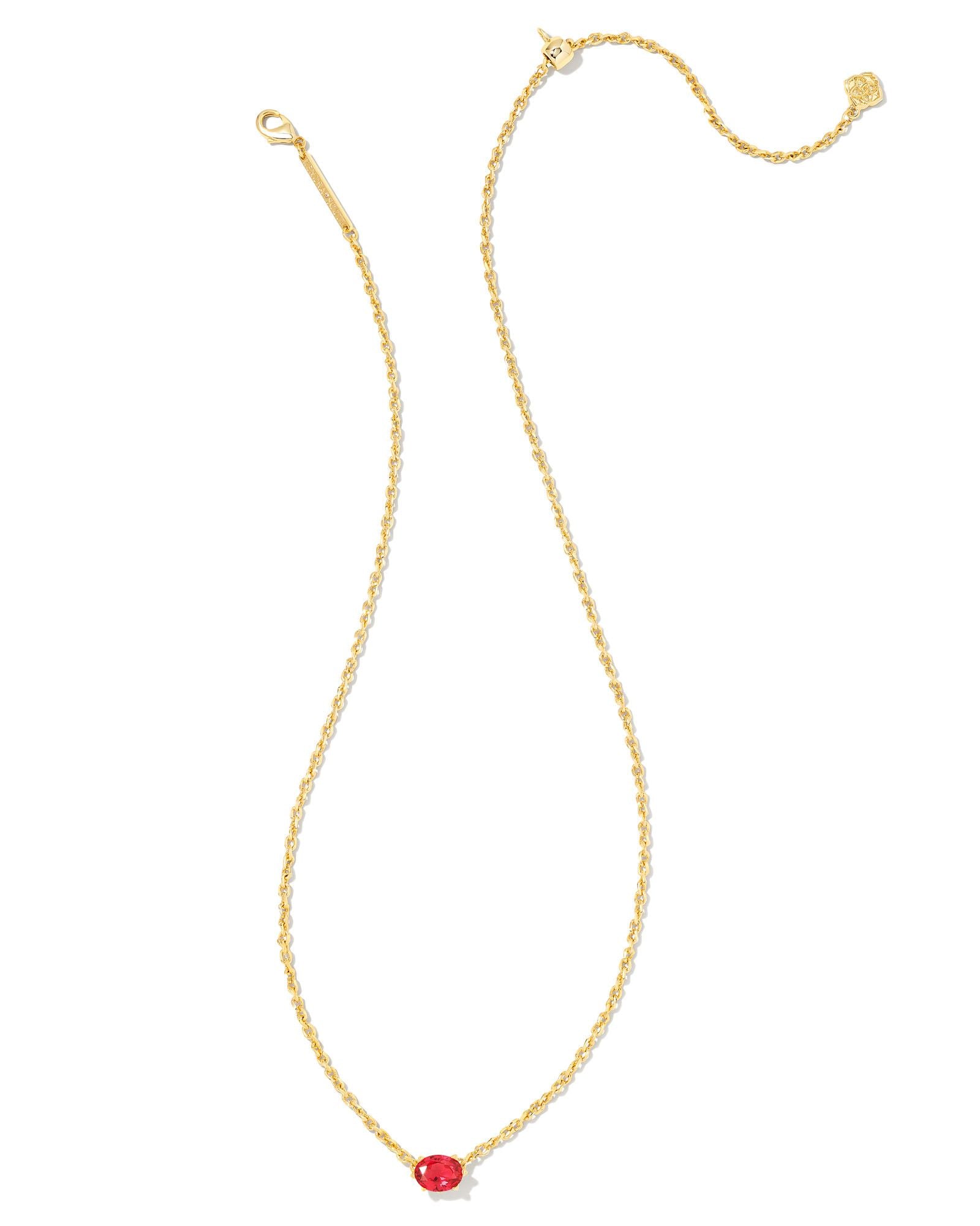Cailin Crystal Pendant Necklace in Gold & Red