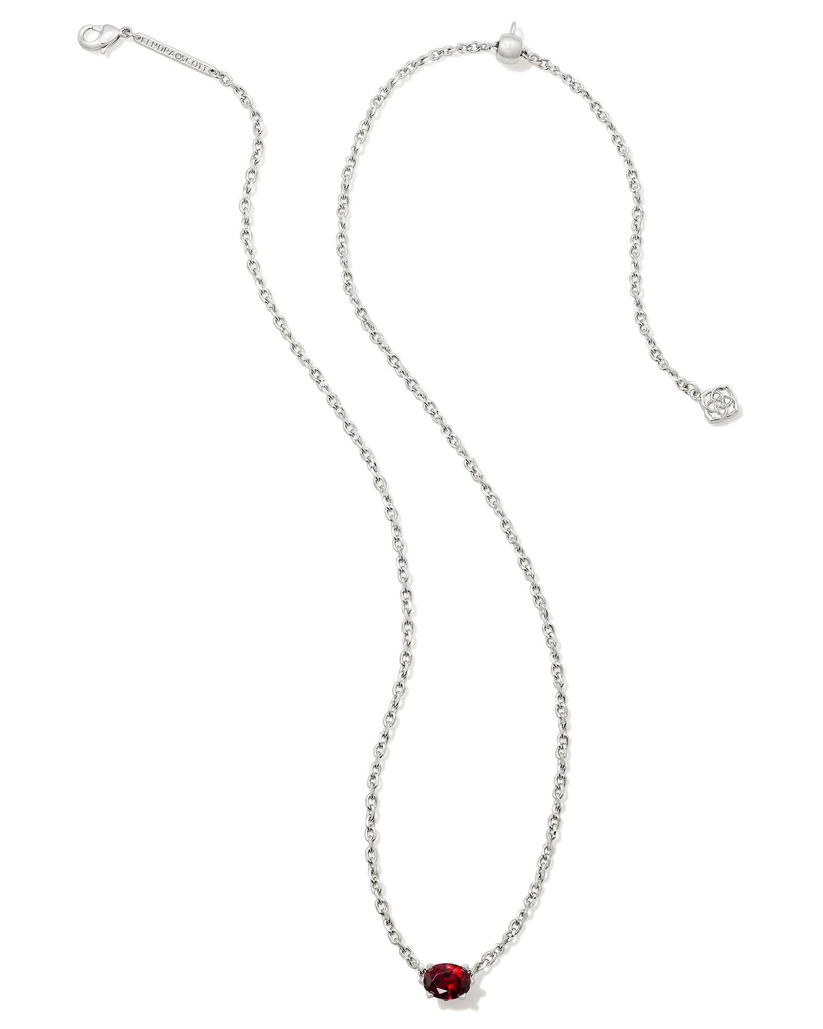 Cailin Crystal Pendant Necklace in Silver & Red