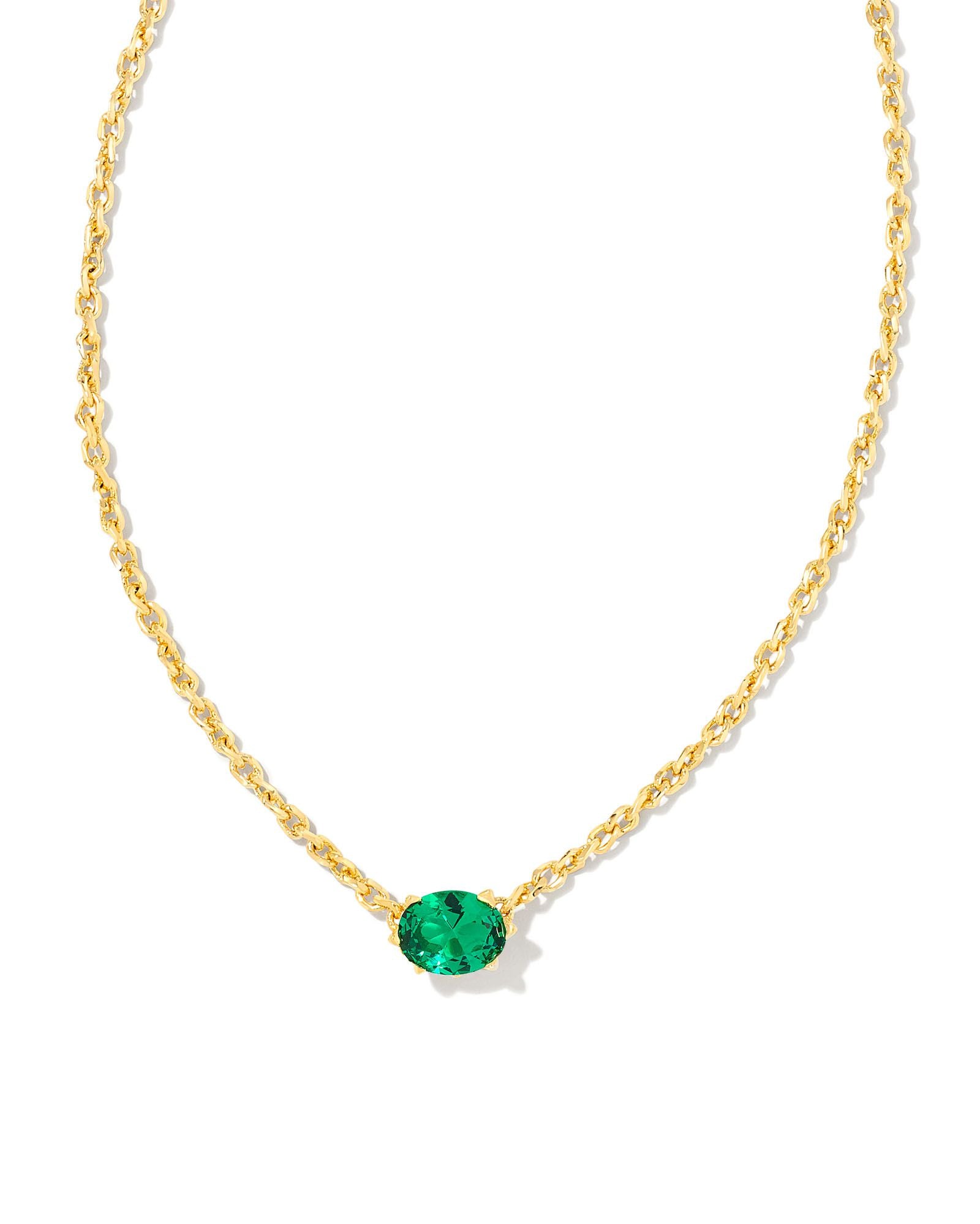 Cailin Crystal Pendant Necklace in Gold & Green