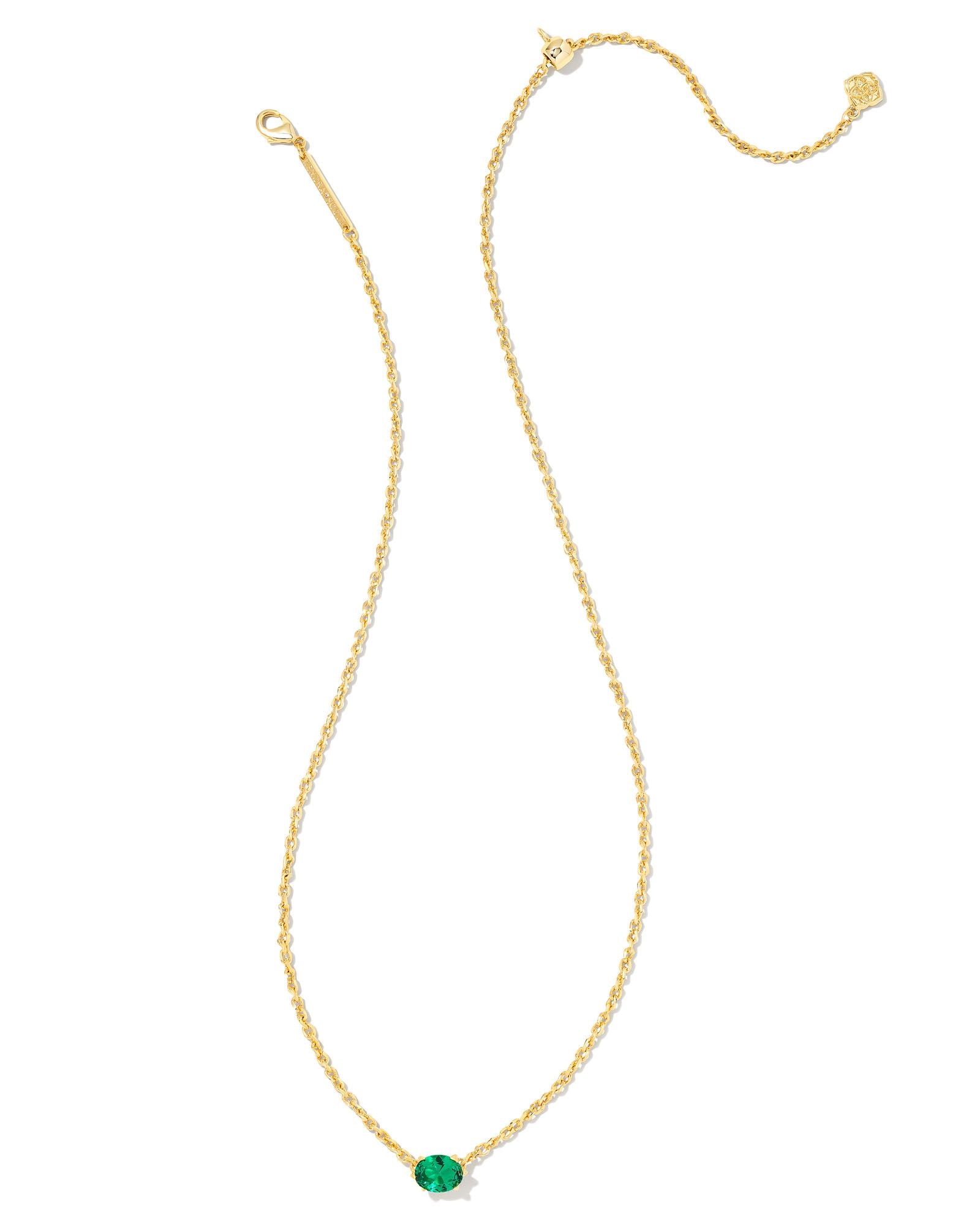 Cailin Crystal Pendant Necklace in Gold & Green