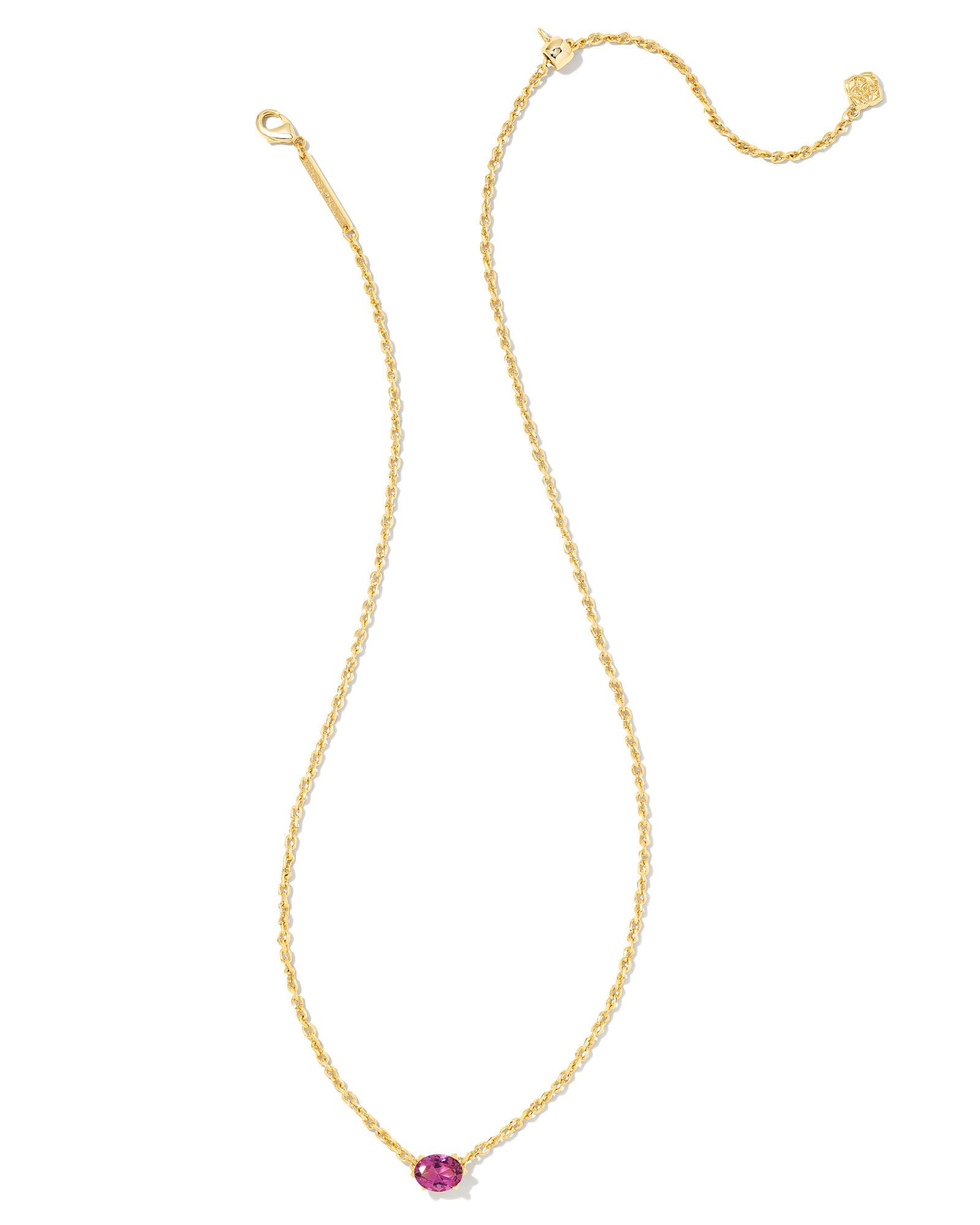 Cailin Crystal Pendant Necklace in Gold & Purple