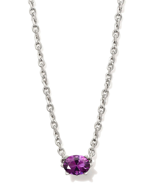 Cailin Crystal Pendant Necklace in Silver & Purple