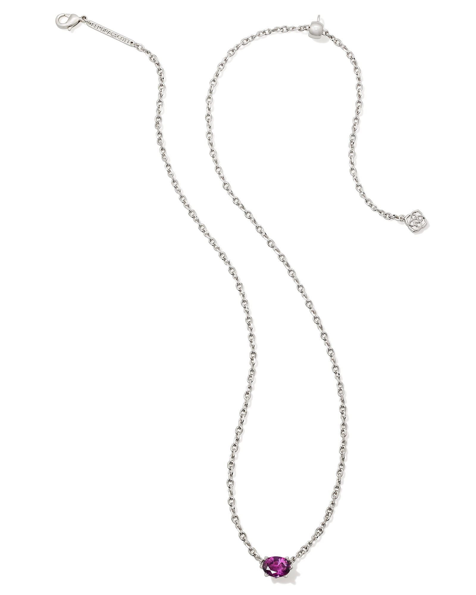 Cailin Crystal Pendant Necklace in Silver & Purple