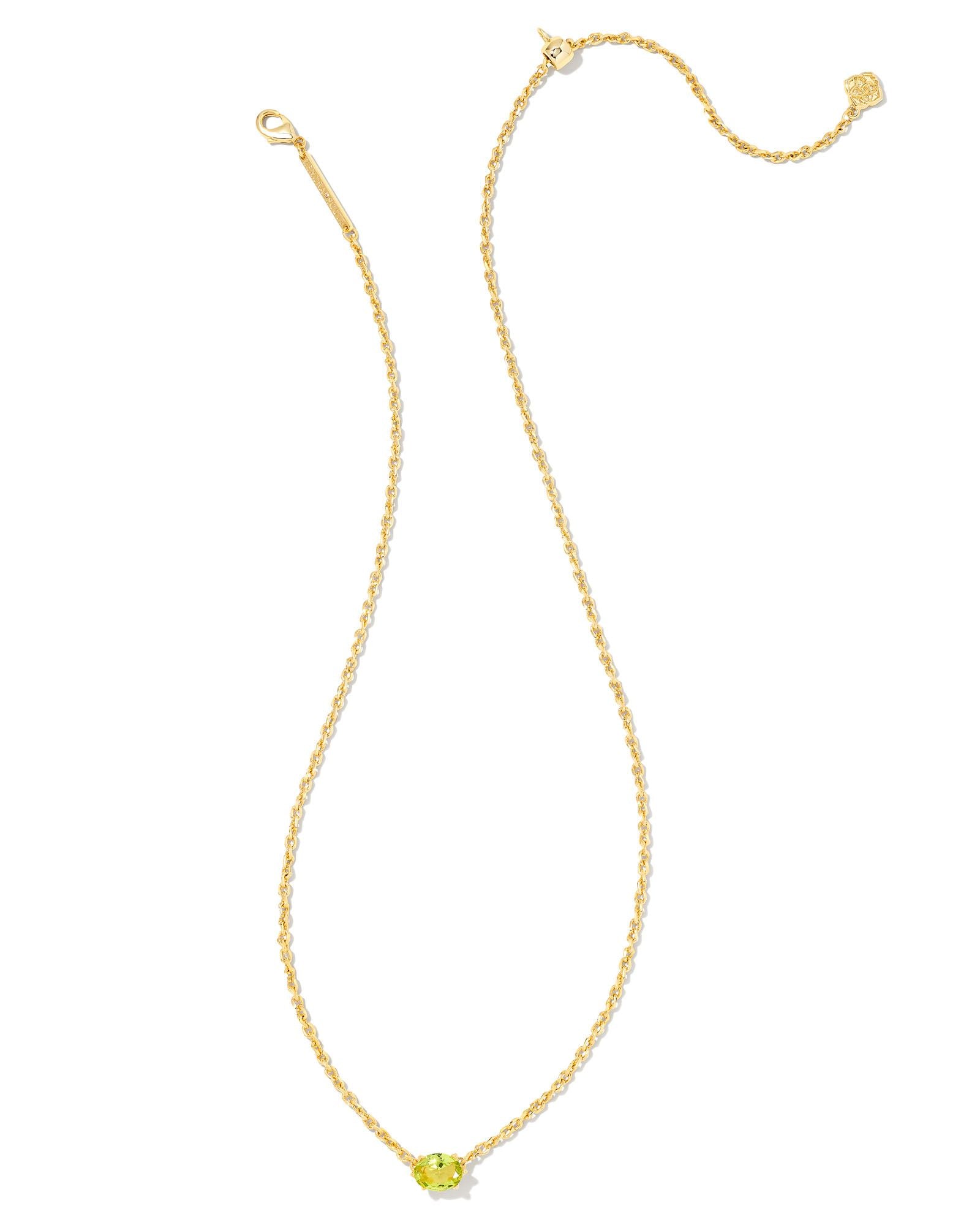 Cailin Crystal Pendant Necklace in Gold & Peridot