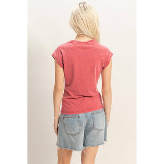Vintage Ease Raglan Tee Dark Red - Sugar Co.